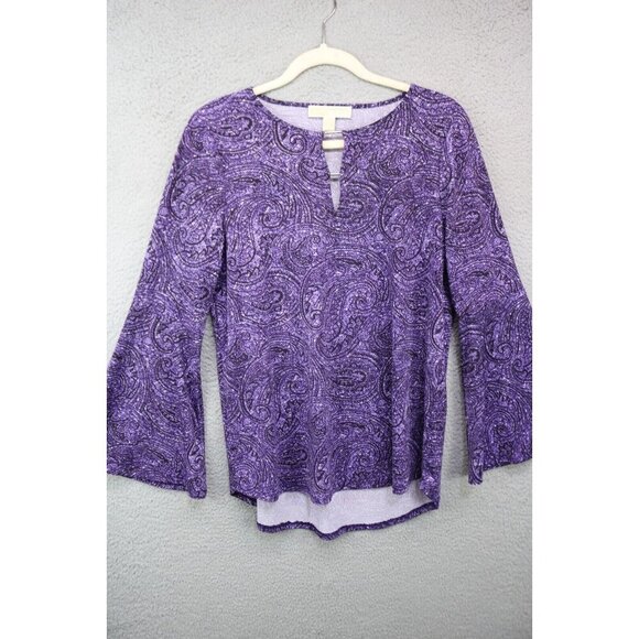 Michael Kors Long Belled Sleeve Tunic-Size Medium-Boho-Paisley - Picture 1 of 10